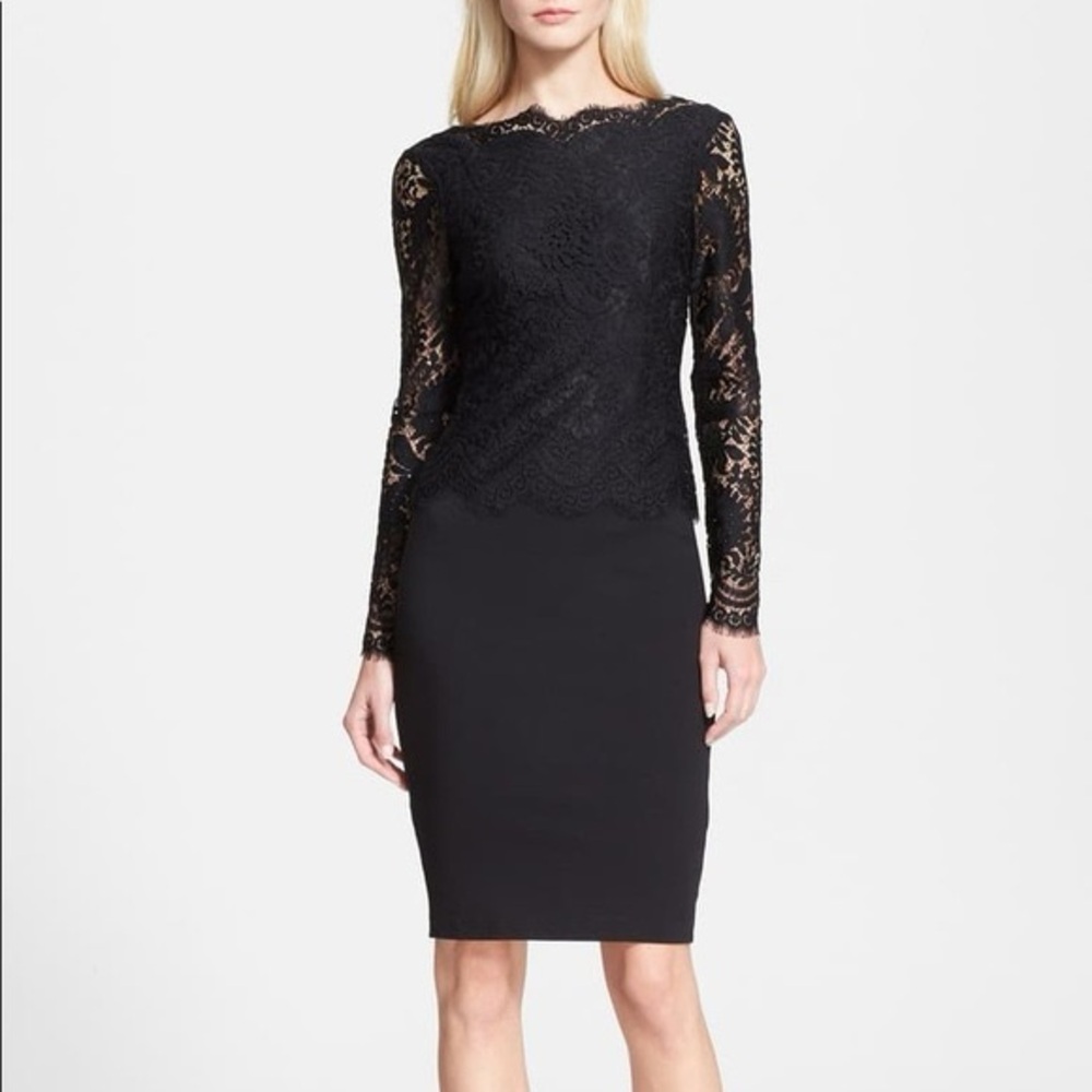 🎀NEW TED BAKER black vendela lace long sleeve dress small